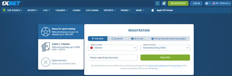 1xbet Vietnam_REGISTRATION now
