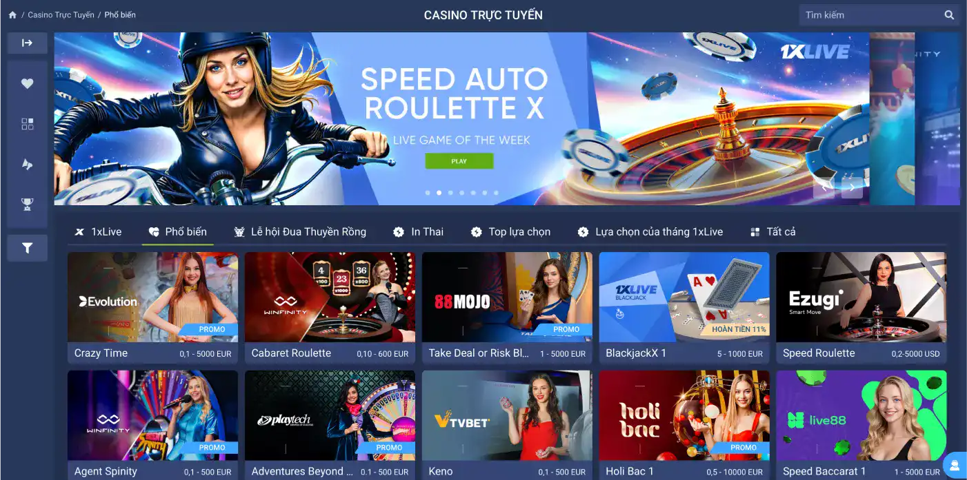 tạo tài khoản 1xbet để khám phá hơn 11.000 game casino